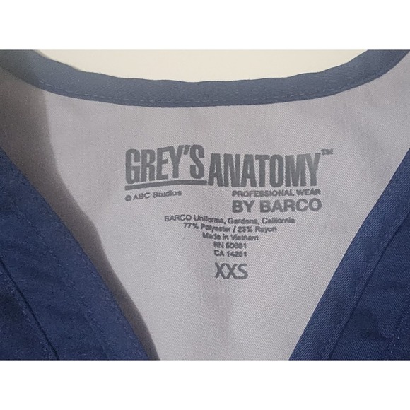 Greys Anatomy by Barco Women's V-Neck Top - Size S (Navy Blue) Medical Scrubs - Picture 2 of 3